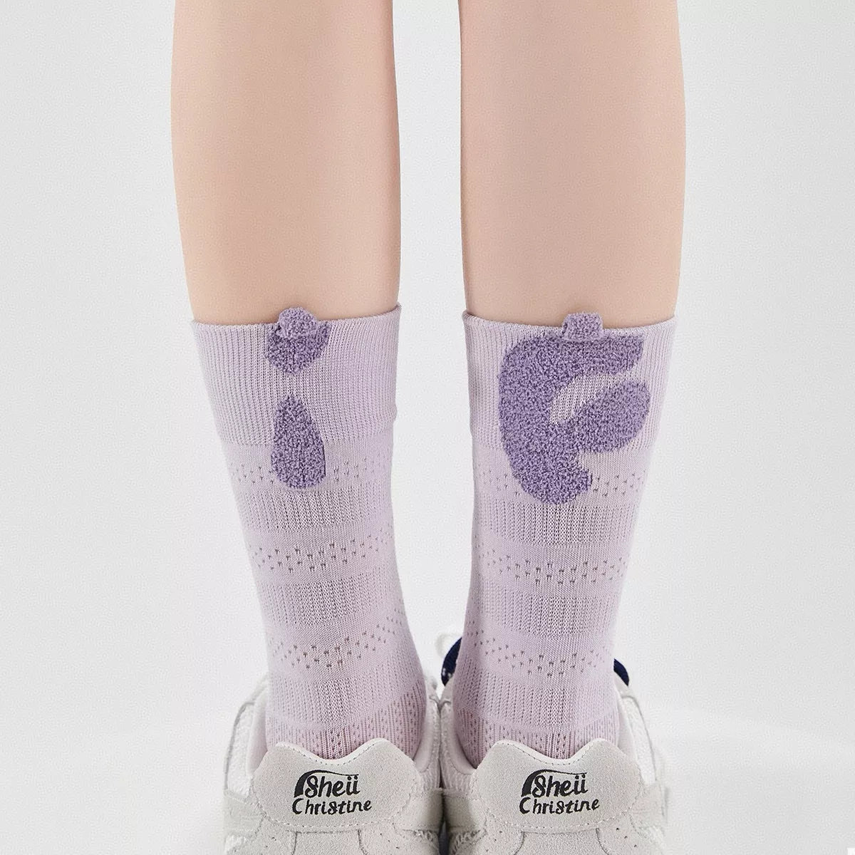 Breathable Letter Crew Socks Pink Purple One Size