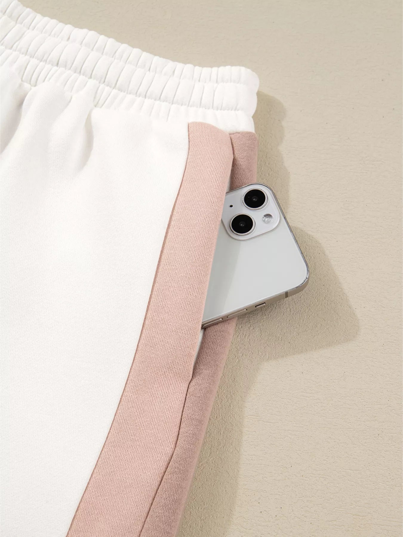 Color Block Patchwork Drop Shoulder Pullover and Shorts Set