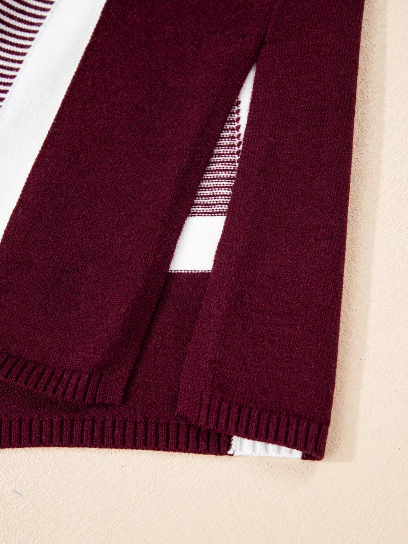 Stripe Color Block Patchwork Dolman Oversize Tunic Sweater