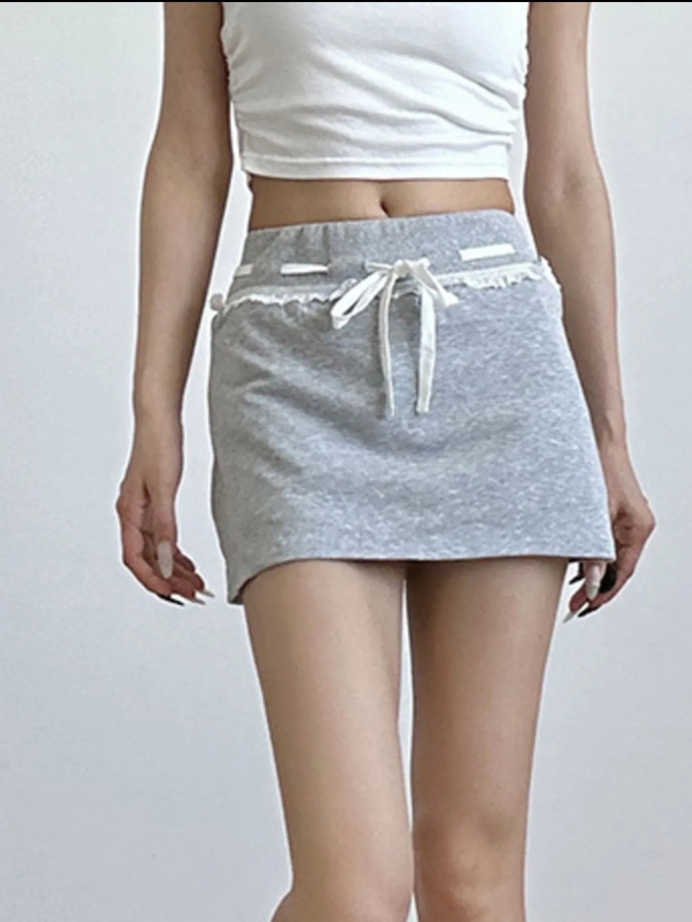 Casual Drawstring Mini Skirt