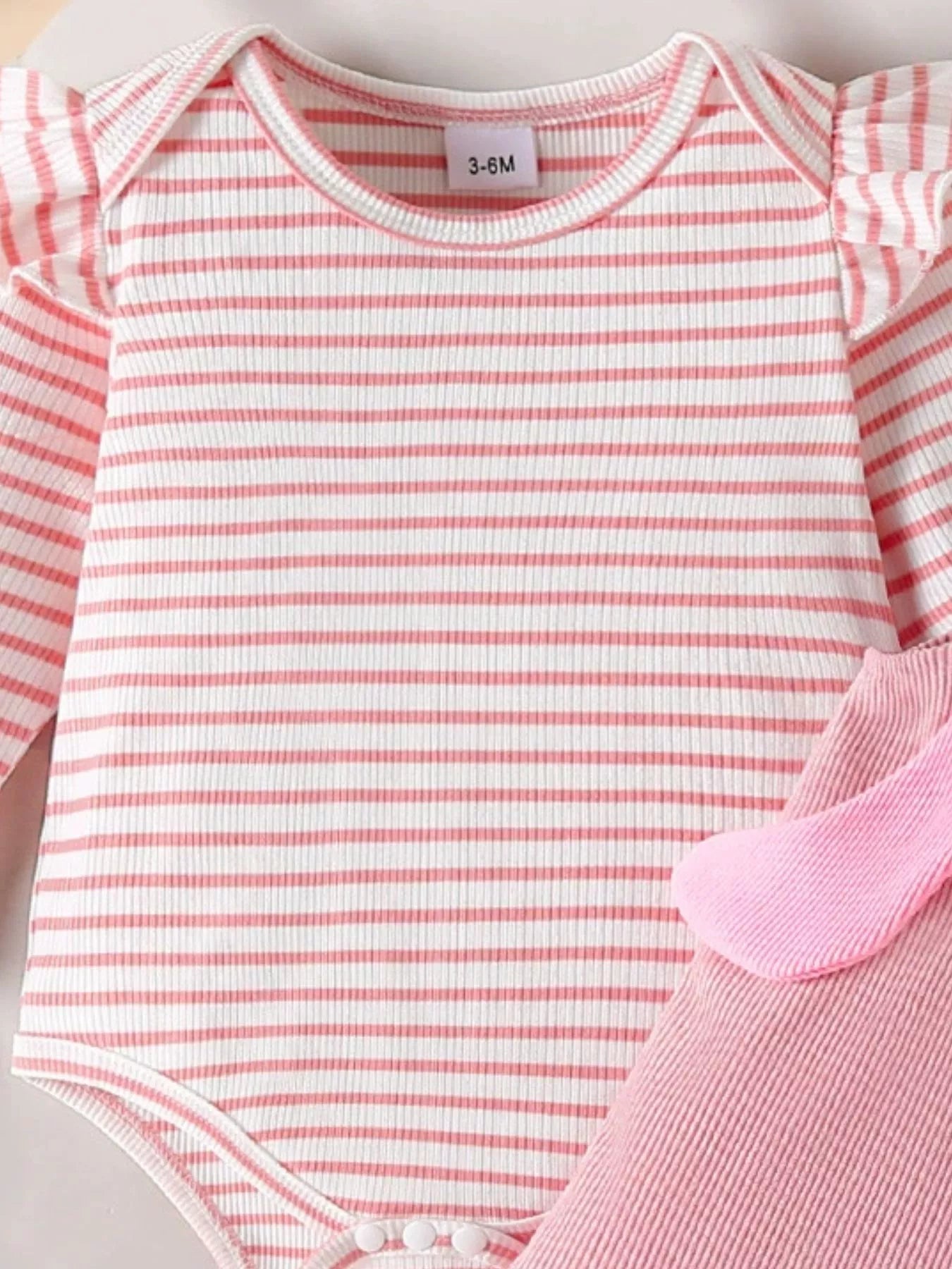 Children's Ruffled Trim Bodysuit and Dress Set with Headband