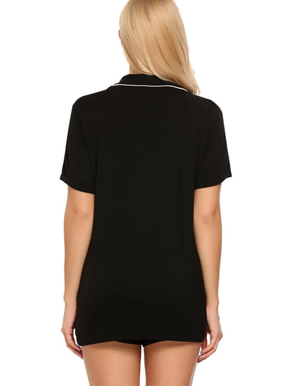 Button Up Short Sleeve Top and Shorts Lounge Set