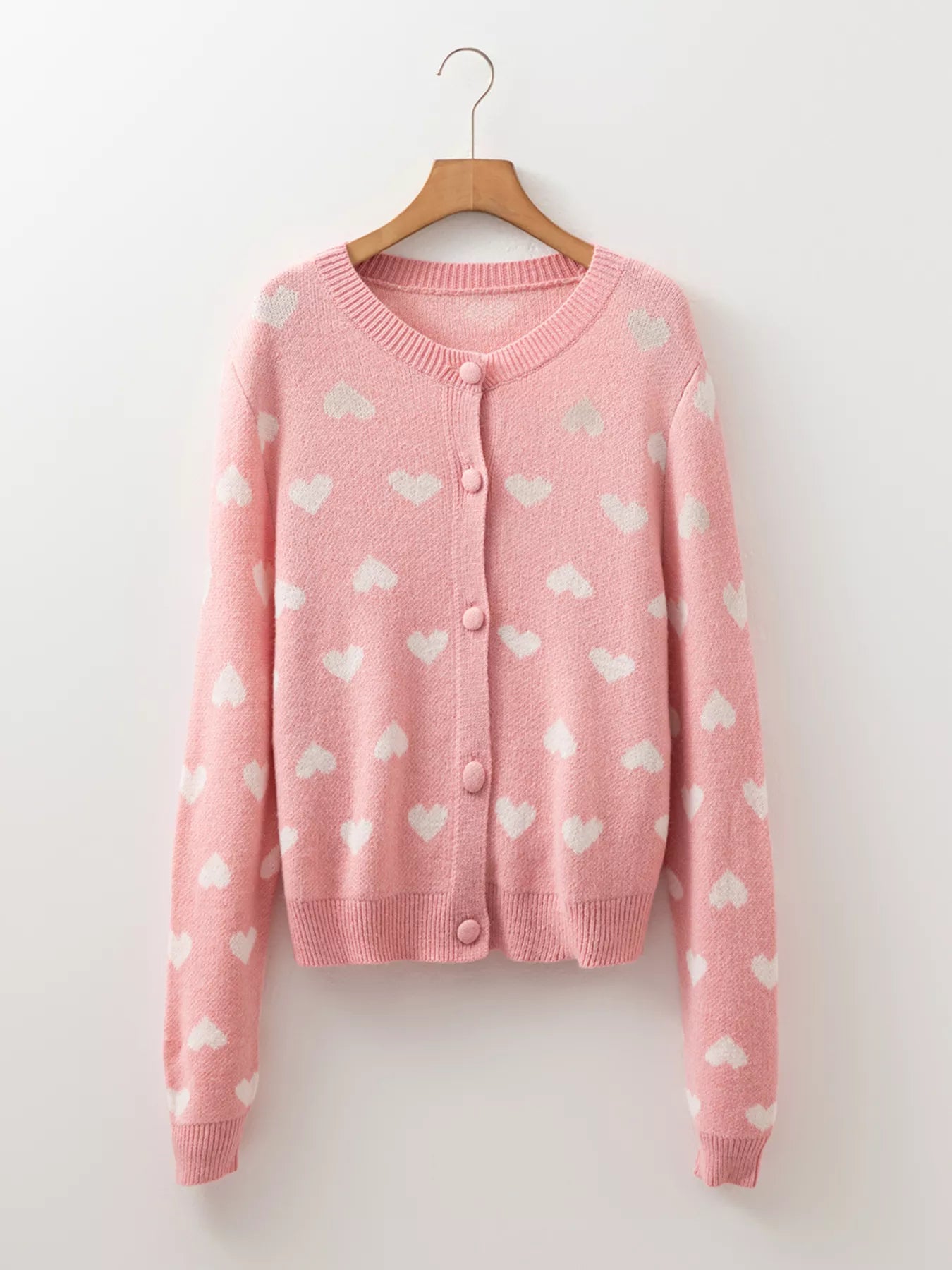 Heart Pattern Button Front Cardigan