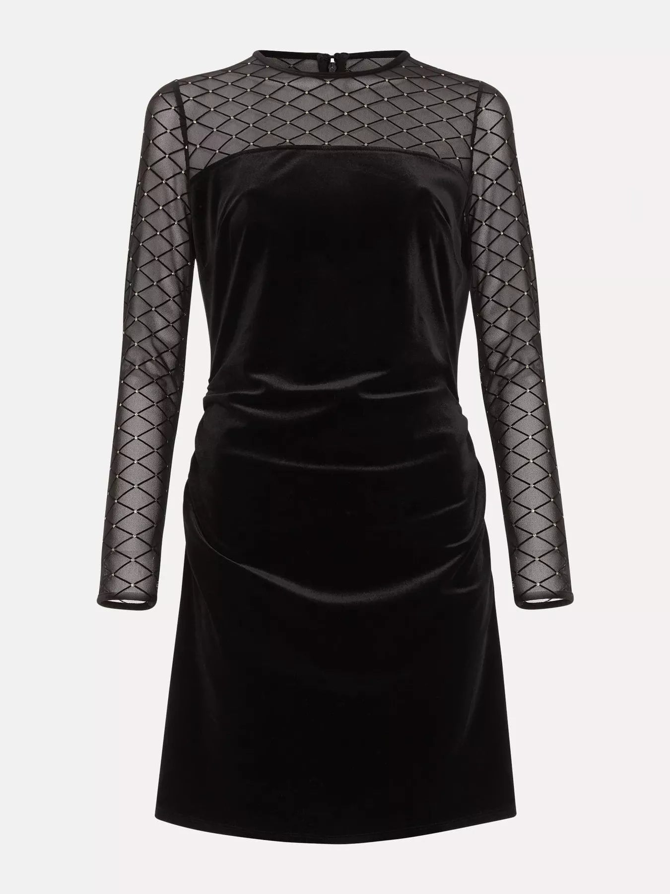 Velvet Mesh Long Sleeve Mini Dress