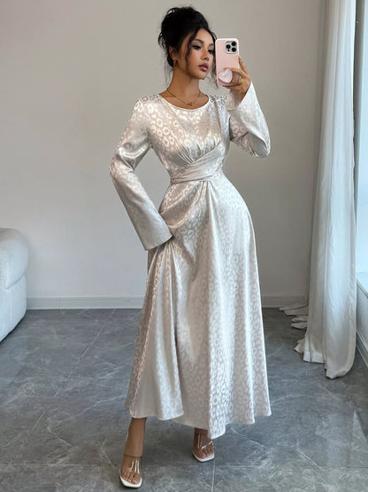 Leopard Long Sleeve Tie Back Maxi Dress Apricot