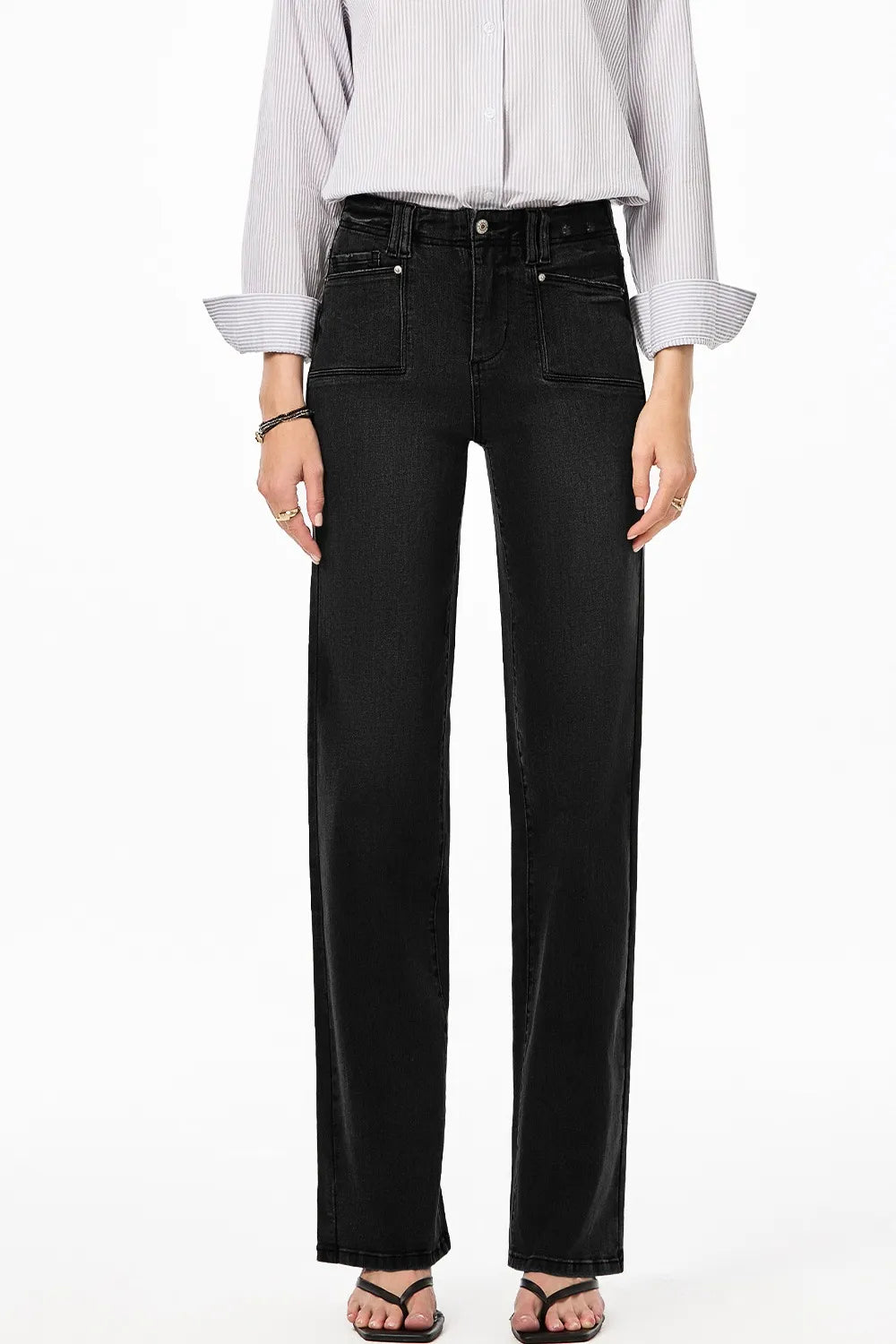 High-Waisted Wide-Leg Vintage Wash Jeans