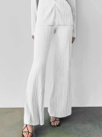 Texture Long Sleeve Top and Pants Lounge Set