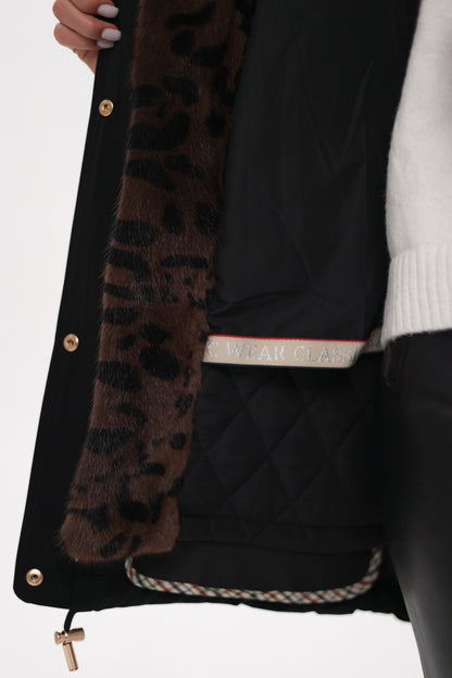 Genuine Scandinavian Mink Fur Parka with Rabbit Fur Insulation