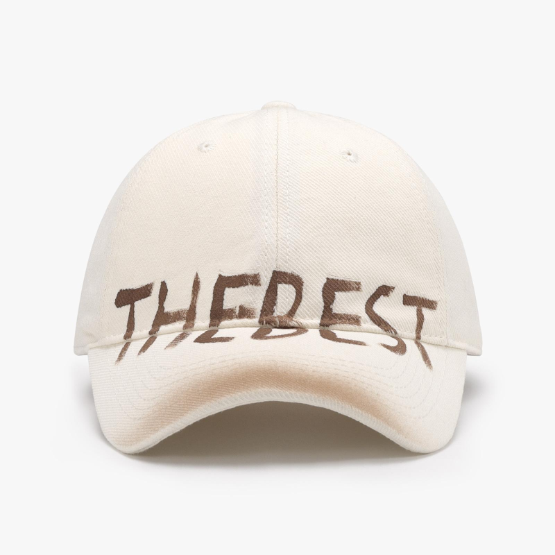 Graffiti letters fashion all-match cap outdoor curved brim soft top baseball cap Cream FREESIZE