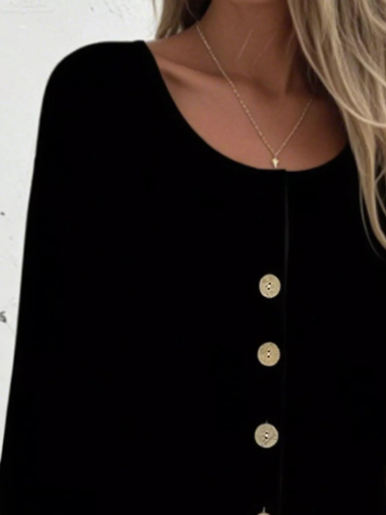 Full Size Button-Front 3/4 Sleeve Casual Blouse Plus Size