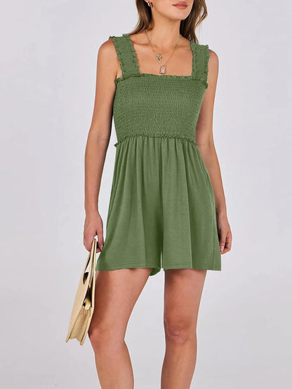 Smocked Square Neck Summer Romper