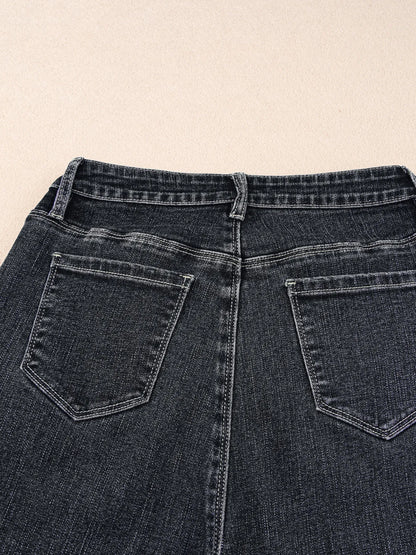 Seam Detail Flared Bottom Ankle Length Jeans