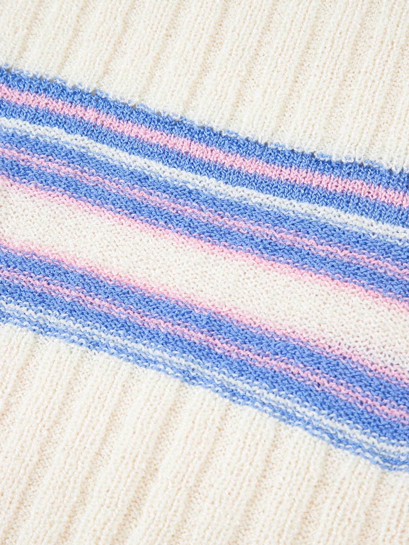 Striped V Neck Dolman Sleeve Rib Knit Oversized Sweater with Slits