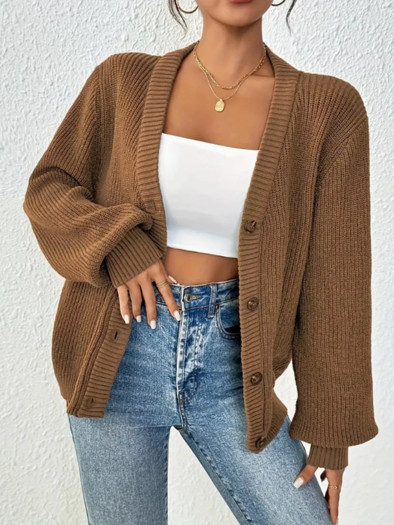 Chunky Knit Button-Down Cardigan