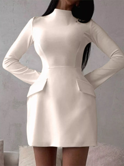 Mock Neck Long Sleeve Bodycon Dress
