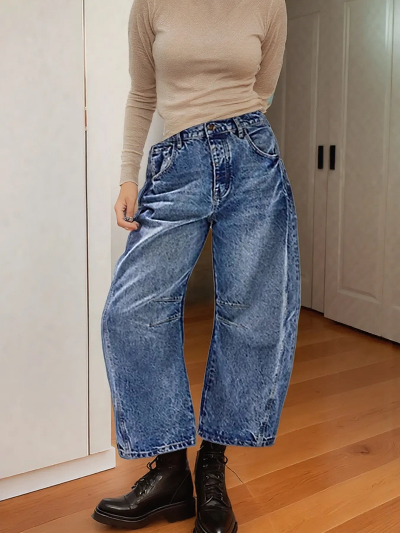 Wide Leg Relaxed Fit Jeans Blue
