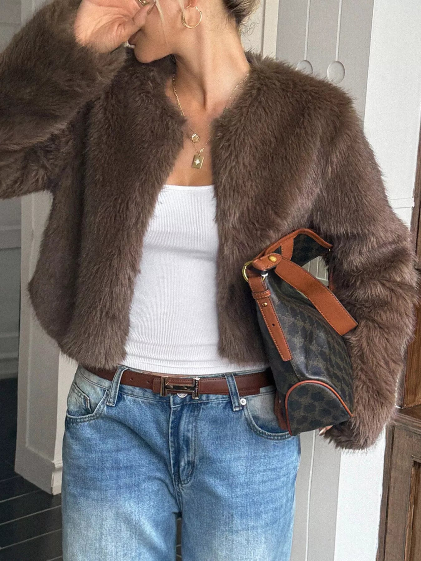 Faux Fur Cropped Outerwear