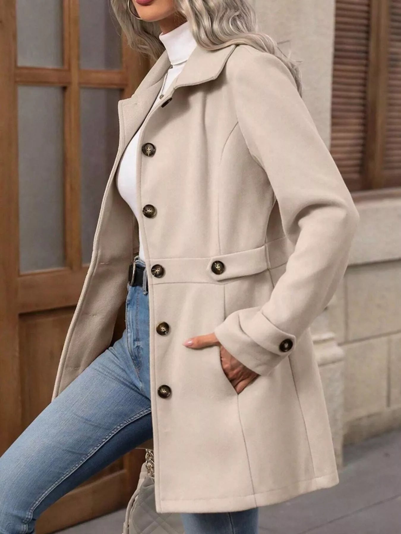 Button Up Long Sleeve Coat