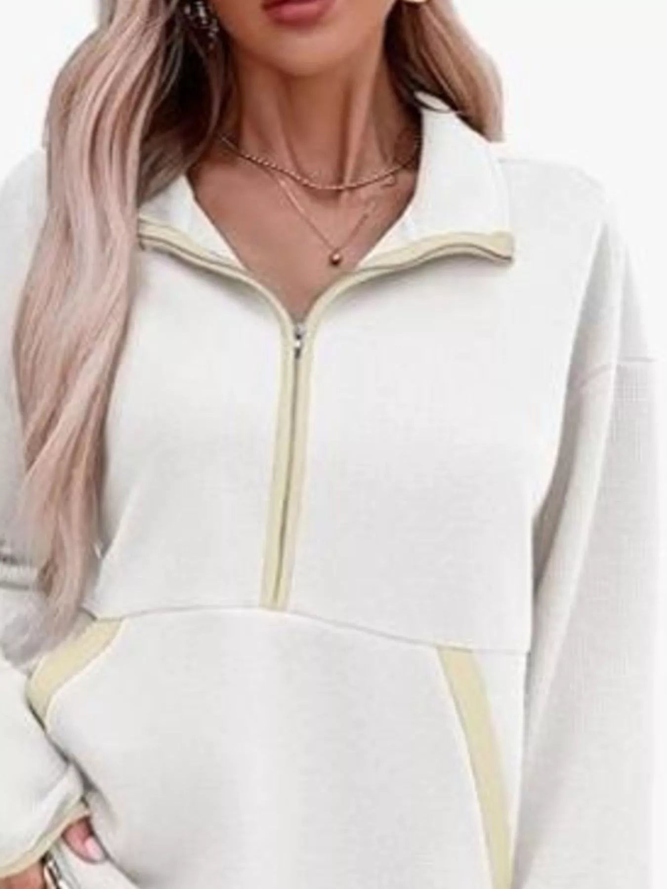 Half Zip Dropped Shoulder Sweatshirt