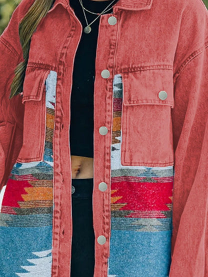 Aztec Print Button Up Jacket