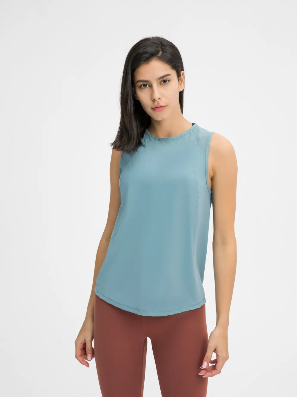 Millennia Cutout Back Round Neck Active Tank Teal