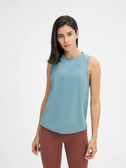 Millennia Cutout Back Round Neck Active Tank Teal