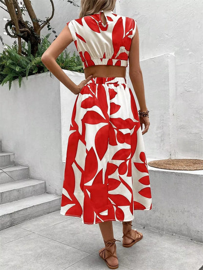 Cutout Printed Sleeveless Dress