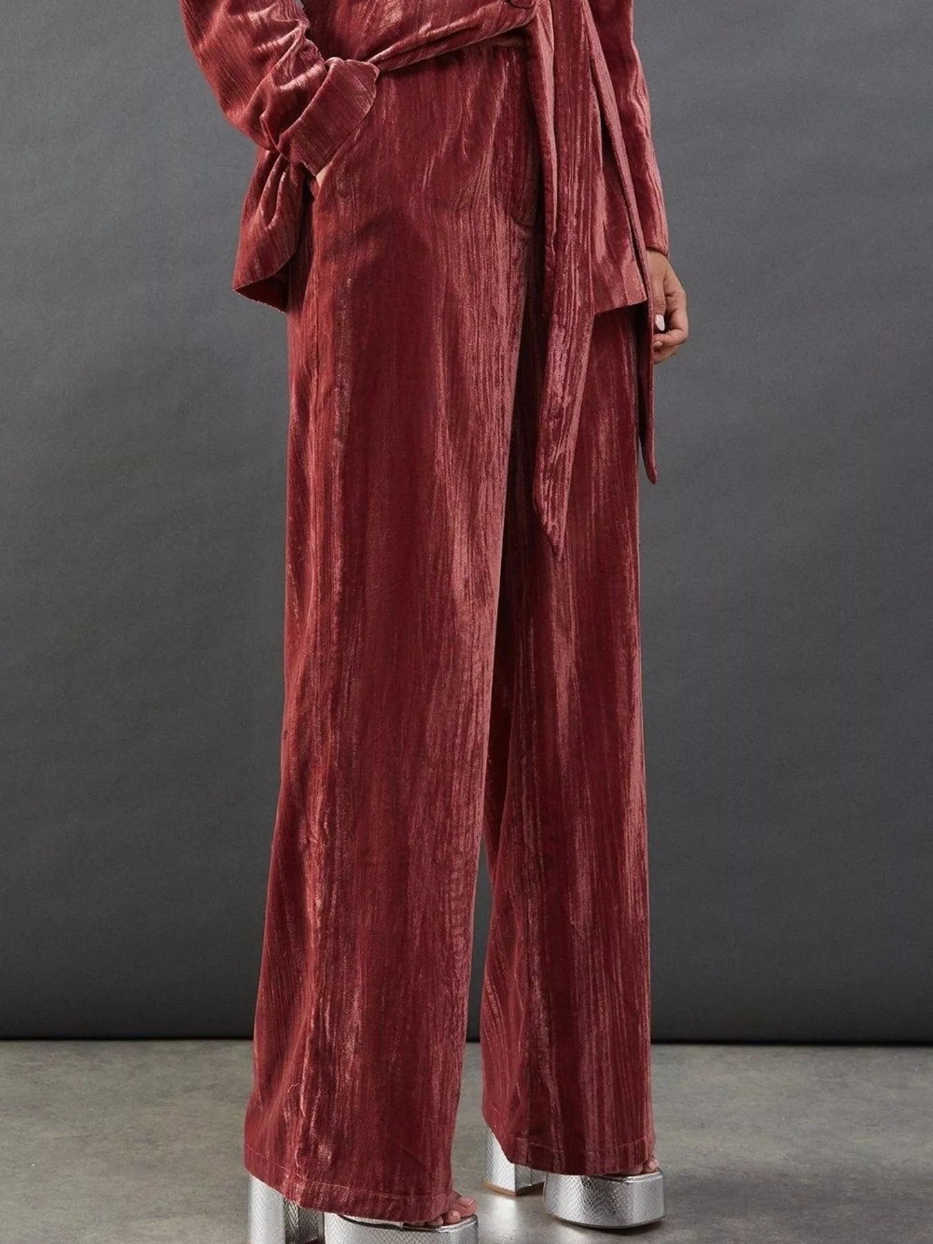 Velvet Lapel Collar Blazer & Pants Set