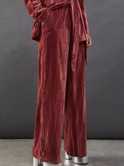 Velvet Lapel Collar Blazer & Pants Set