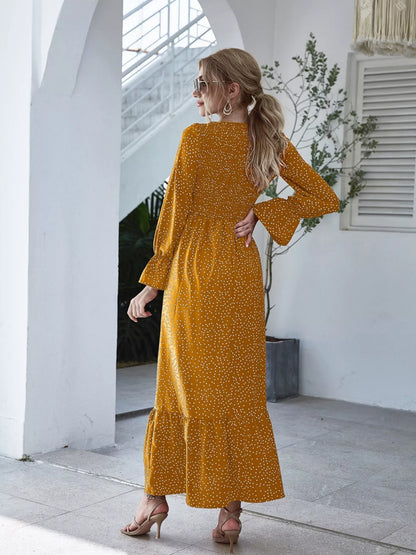 Ruffled Hem Flounce Sleeve Dress
