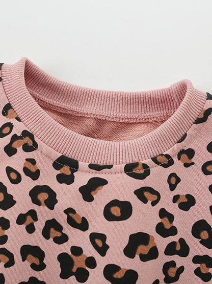 Children's Leopard Print Tulle Hem Sweatshirt
