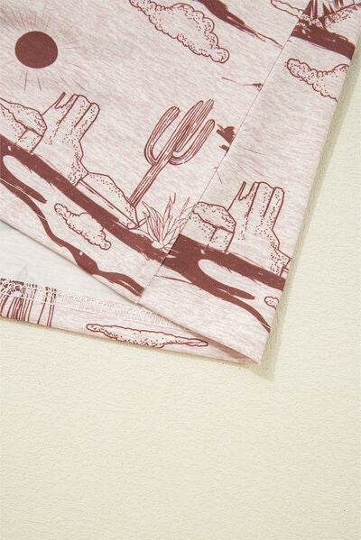 Printed Round Neck Short Sleeve T-Shirt