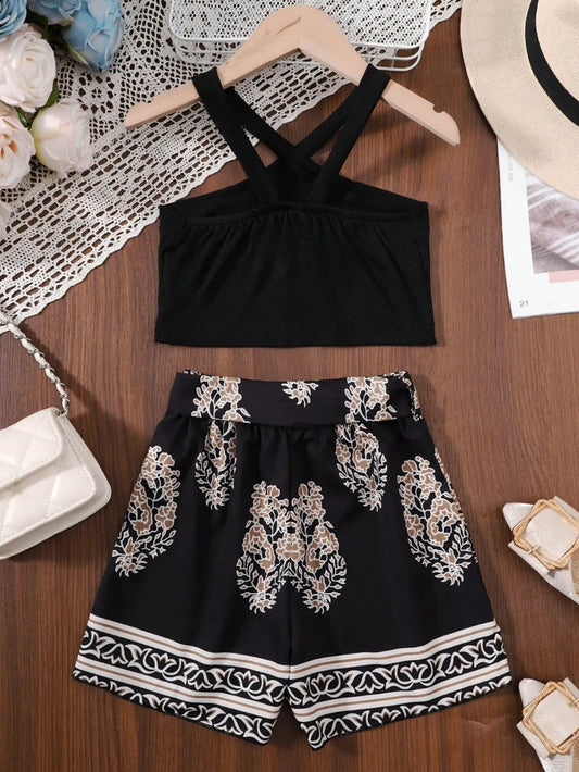 Children's Cami and Printed Pants Set