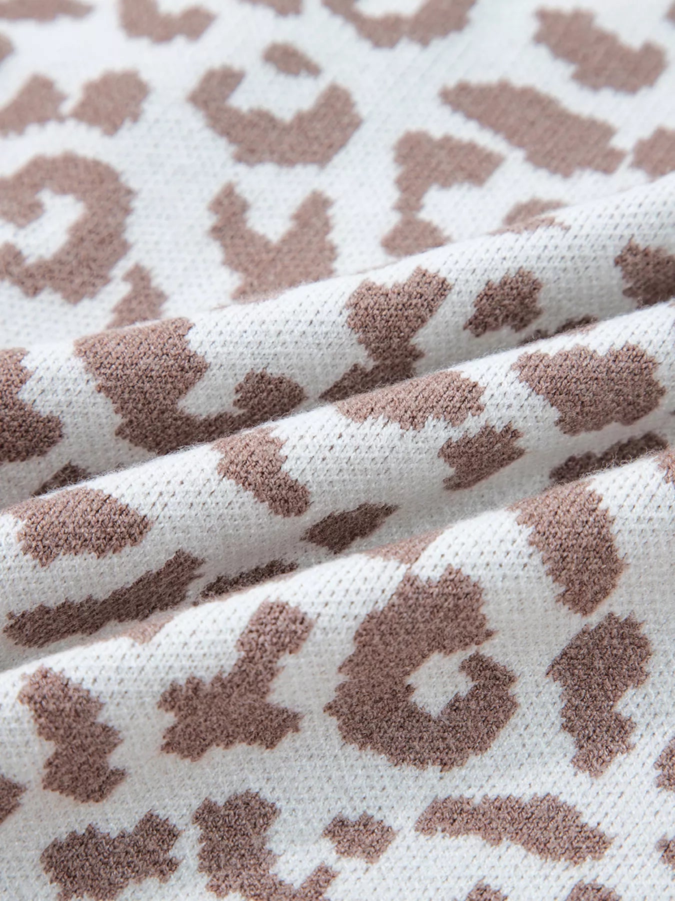 Leopard Drop Shoulder Chunky Knitted Cardigan