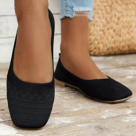 Square Toe Slip-Ons Black