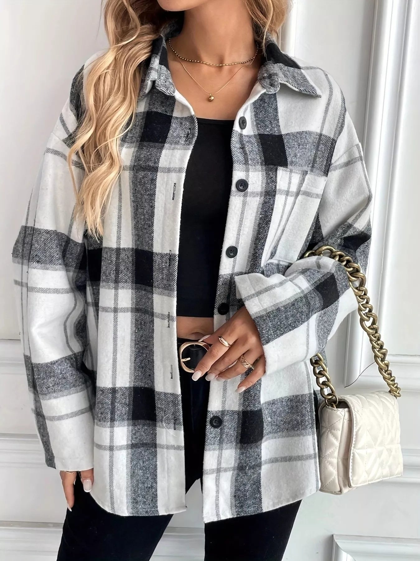 Oversized Plaid Button Up Shirt