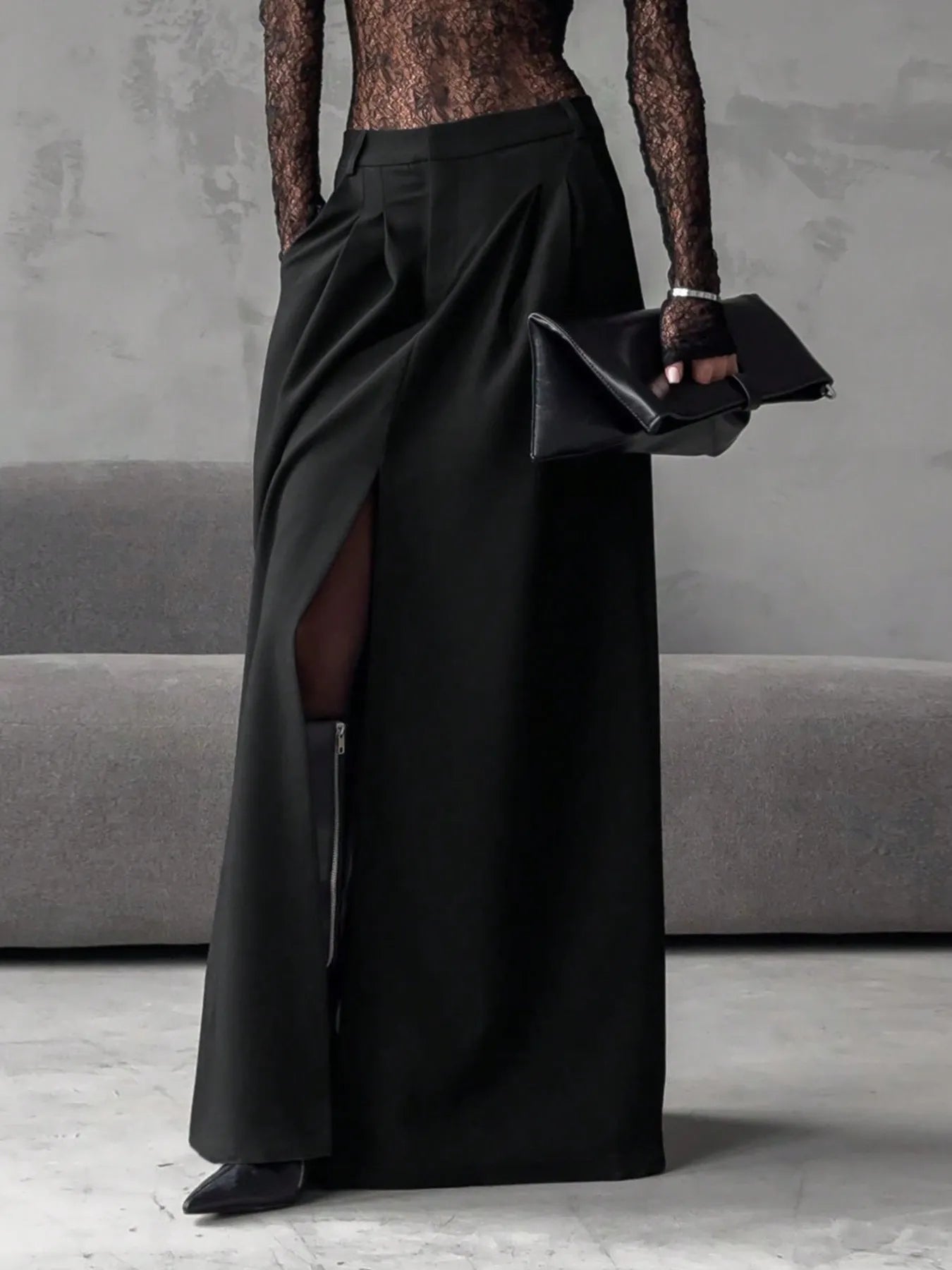 Slit Maxi Skirt Black