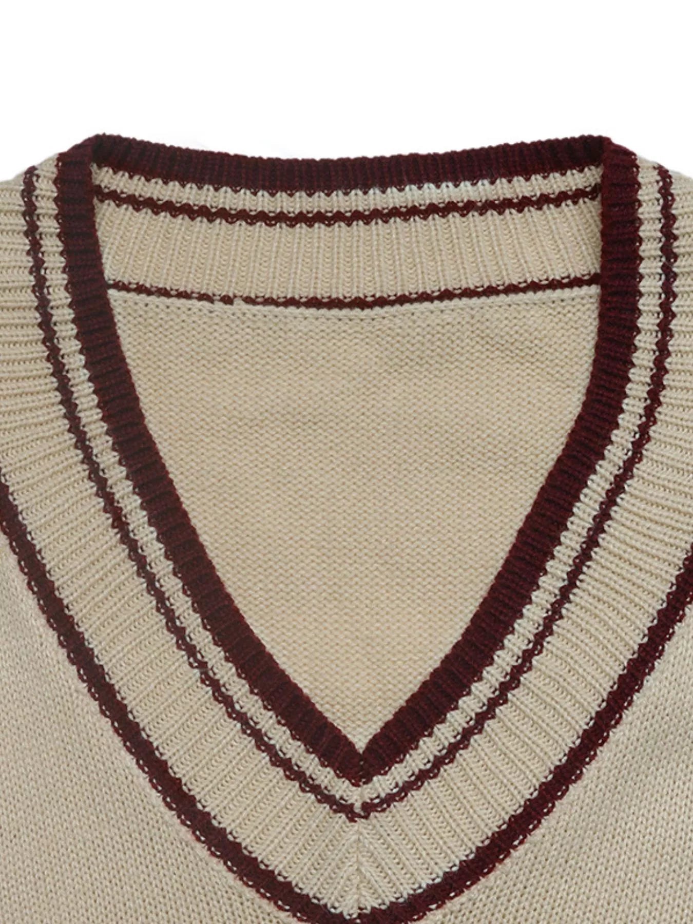 Contrast Trim V-Neck Long Sleeve Sweater