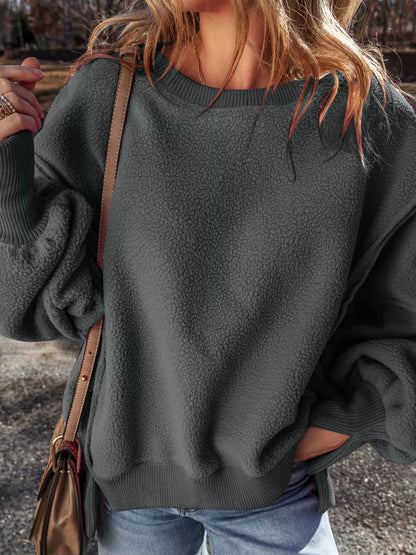 Round Neck Dropped Shoulder Sweatshirt