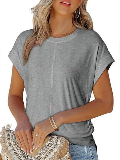 Round Neck Short Sleeve T-Shirt Gray