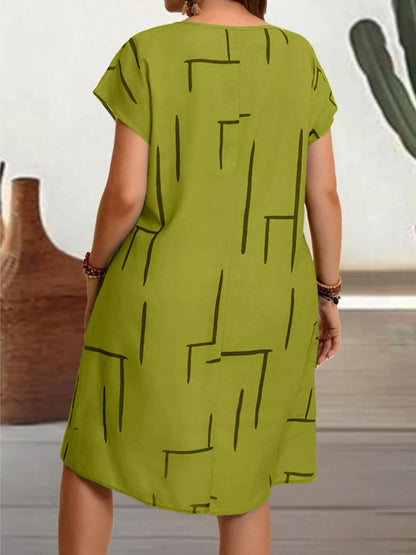 Plus Size Round Neck Short Sleeve Dress