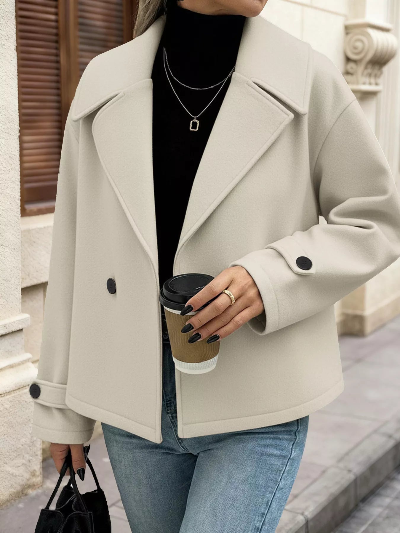 Double-Breasted Wool Blend Outerwear