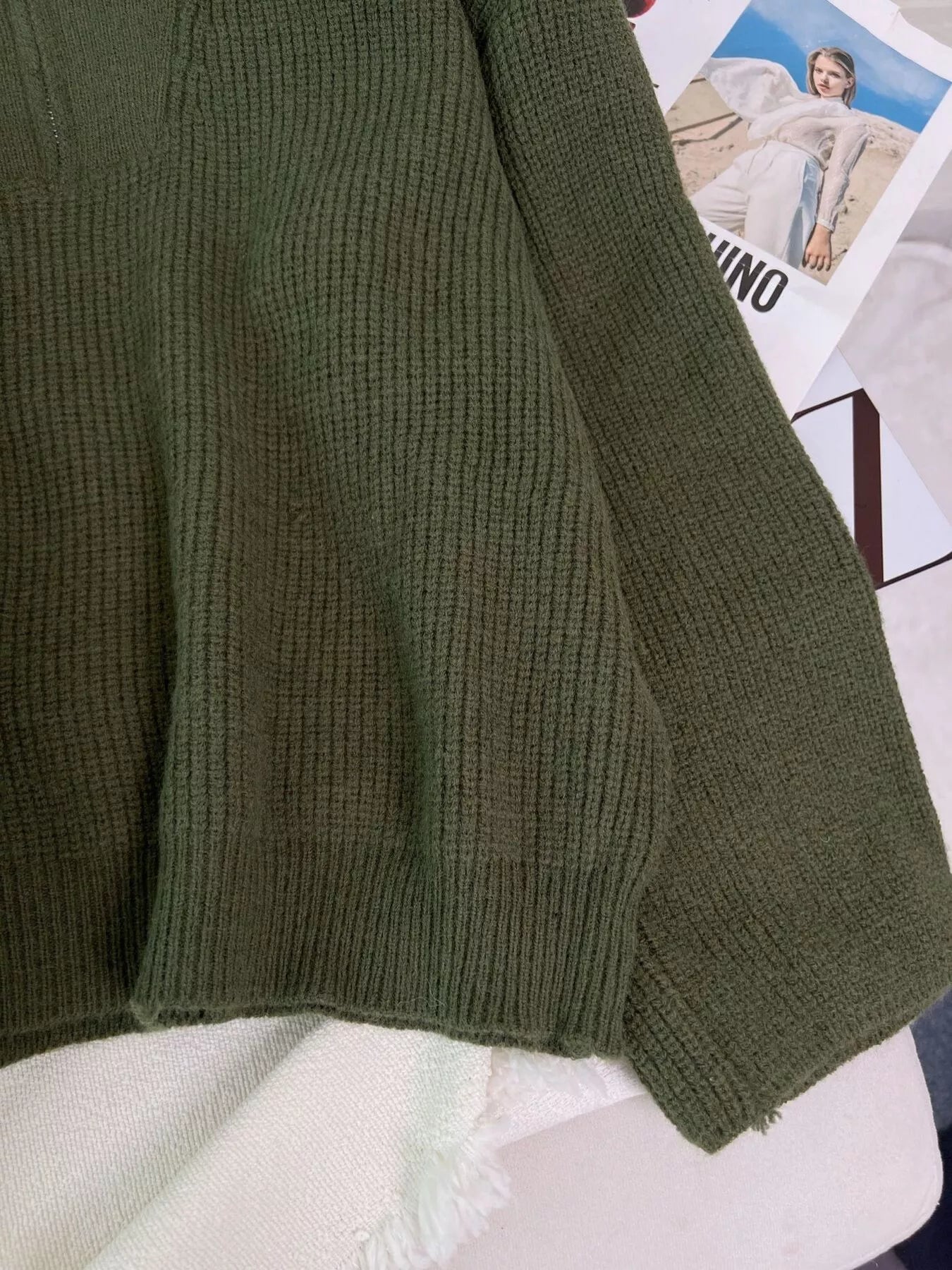 Half Zip Dropped Shoulder Sweater