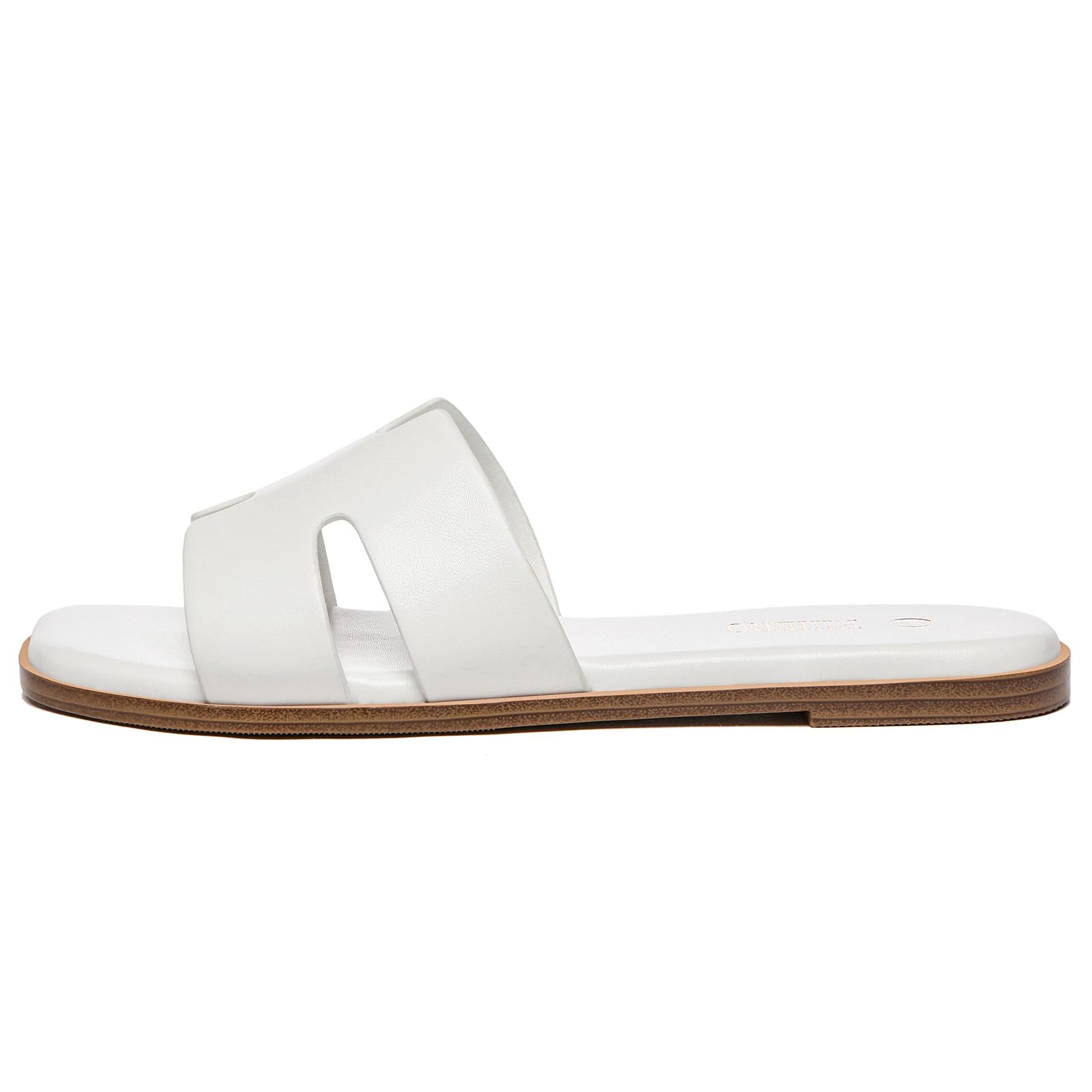 Women's Dressy Flat Sandals - Comfortable Slip On Leather Slide Sandals