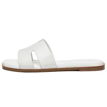 Women's Dressy Flat Sandals - Comfortable Slip On Leather Slide Sandals