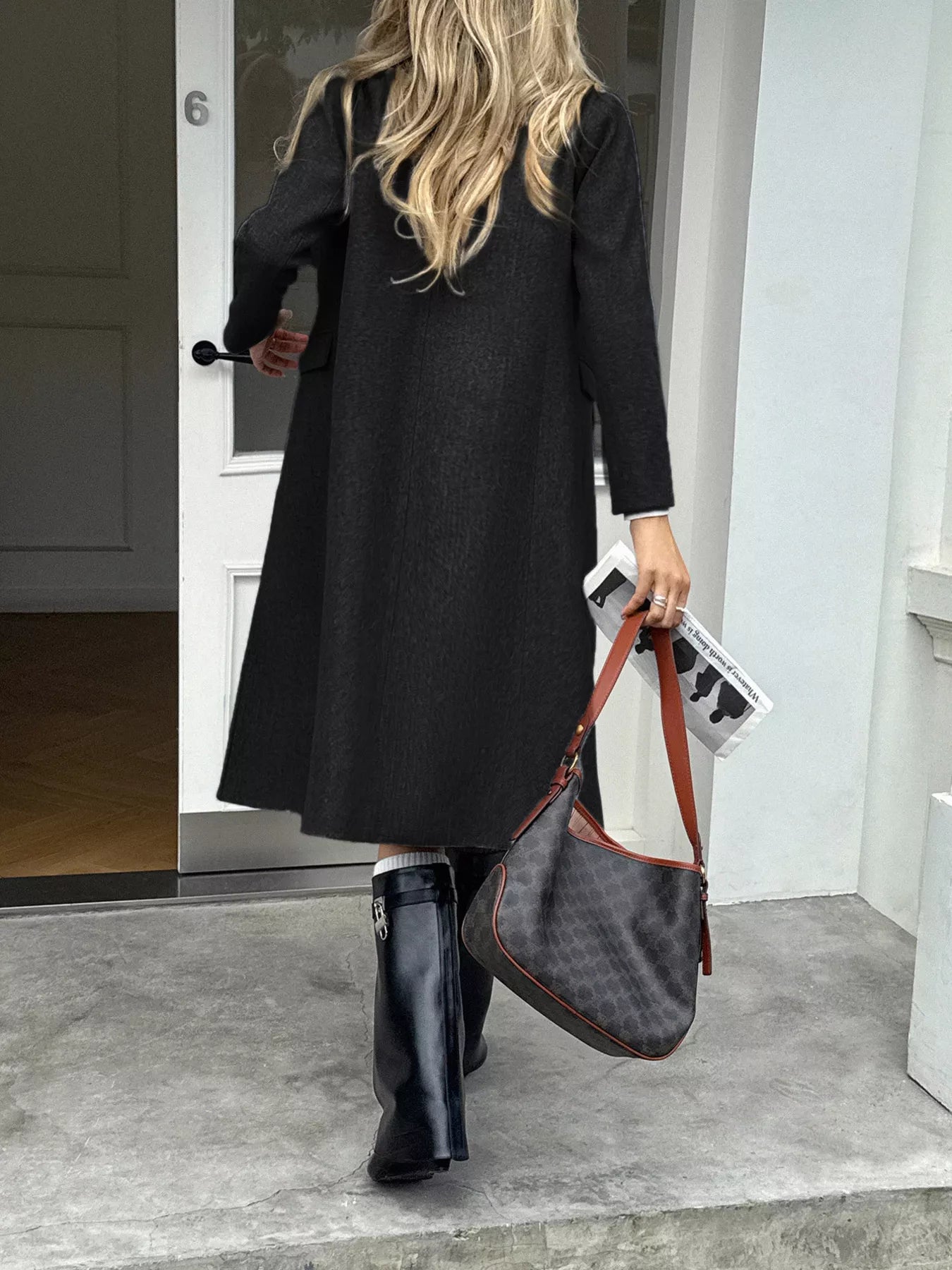 Double-Breasted Wool Blend Overcoat