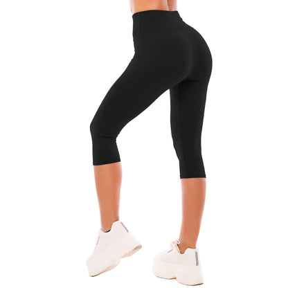 High Waisted Leggings for Women - Buttery Soft Yoga Pants with Tummy Control Capri XX-Large Black