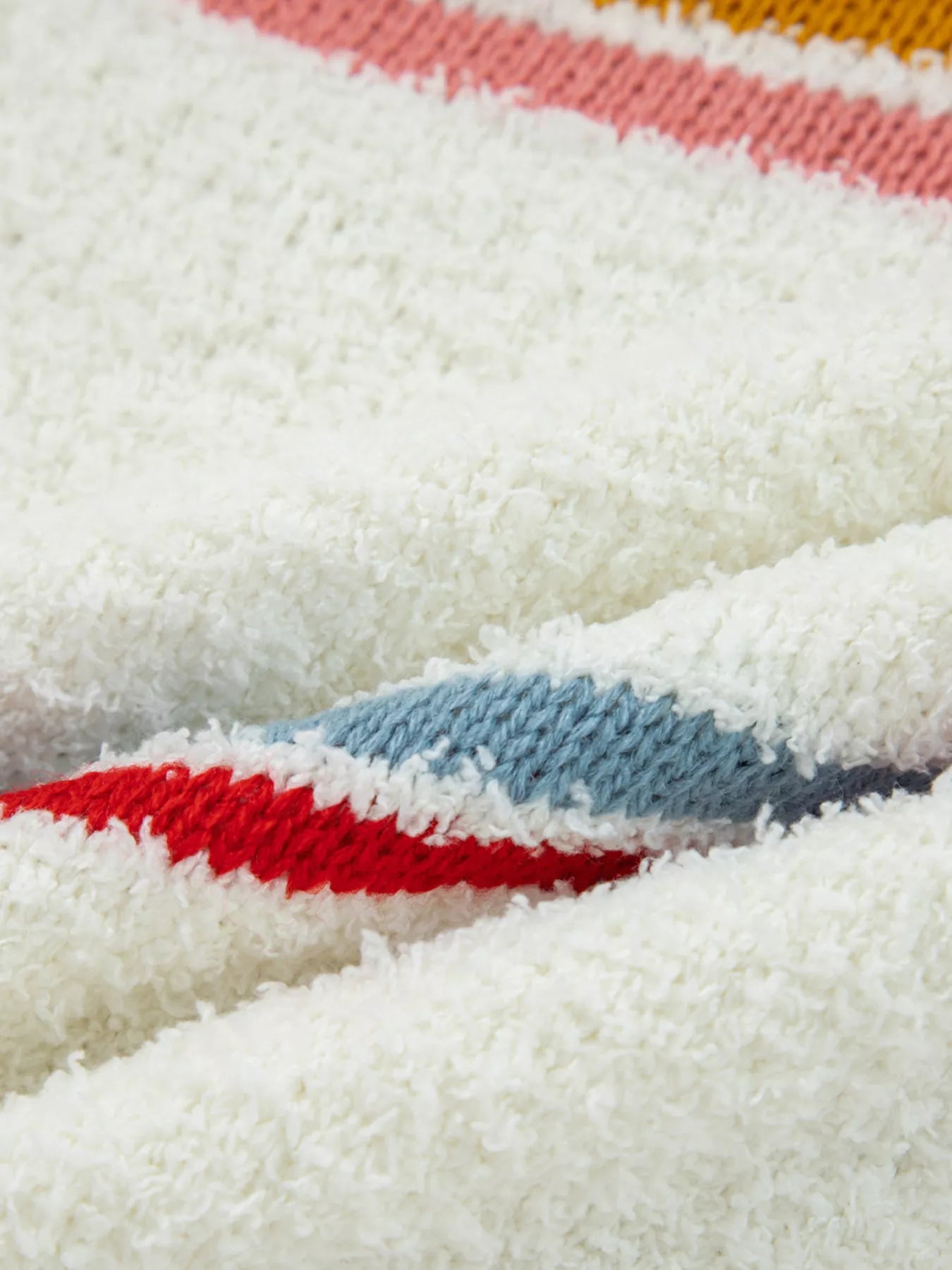 Multicolored Striped Accent Hooded Popcorn Sweater