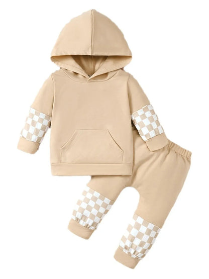 Checkered Long Sleeve Sweatshirt and Pants Set