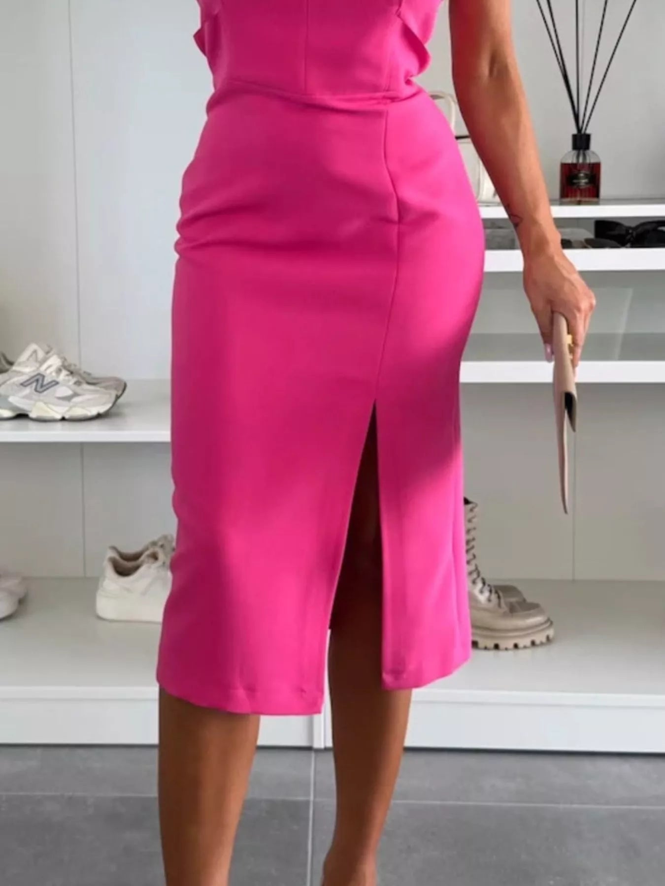 Full Size Slit Round Neck Sleeveless Dress Plus Size